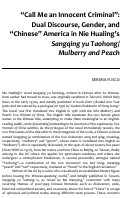 Cover page: “Call Me an Innocent Criminal”: Dual Discourse, Gender, and “Chinese” America in Nie Hualing’s <em>Sangqing yu Taohong</em>/<em>Mulberry and Peach</em>