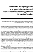 Cover page: AlterNative Archipelagos and the 1952 Caribbean Festival: Musical Mobilities Escaping ALCOA’s Extractive Tourism