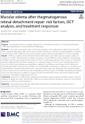 Cover page: Macular edema after rhegmatogenous retinal detachment repair: risk factors, OCT analysis, and treatment responses
