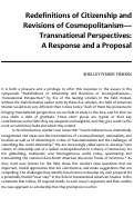 Cover page: Redefinitions of Citizenship and Revisions of Cosmopolitanism—Transnational Perspectives: A Response and a Proposal