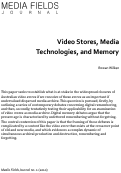 Cover page: Video Stores, Media Technologies, and Memory