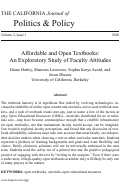 Cover page: Affordable and Open Textbooks: An Exploratory Study of Faculty Attitudes