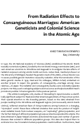 Cover page: From Radiation Effects to Consanguineous Marriages: American Geneticists and Colonial Science in the Atomic Age