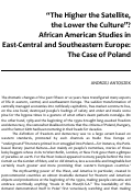 Cover page: "The Higher the Satellite, the Lower the Culture"? African American Studies in East-Central and Southeastern Europe: The Case of Poland