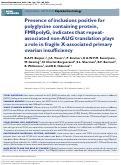 Cover page: Presence of inclusions positive for polyglycine containing protein, FMRpolyG, indicates that repeat-associated non-AUG translation plays a role in fragile X-associated primary ovarian insufficiency