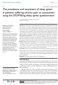 Cover page: The prevalence and awareness of sleep apnea in patients suffering chronic pain: an assessment using the STOP-Bang sleep apnea questionnaire