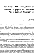 Cover page: Teaching and Theorizing American Studies in Singapore and Southeast Asia in the Post-American Era