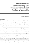 Cover page: The Aesthetics of Remembering 9/11: Towards a Transnational Typology of Memorials