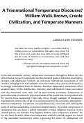 Cover page: A Transnational Temperance Discourse? William Wells Brown, Creole Civilization, and Temperate Manners
