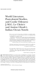 Cover page: World Literature, Postcolonial Studies, and Coolie Odysseys: J.-M.g. Le Clézio's and Amitav Ghosh's Indian Ocean Novels
