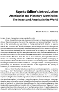 Cover page: Introduction--Americanist and Planetary Wormholes: The Insect and America in the World