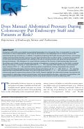 Cover page: Does Manual Abdominal Pressure During Colonoscopy Put Endoscopy Staff and Patients at Risk? Experiences of Endoscopy Nurses and Technicians.
