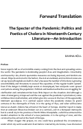 Cover page: The Specter of the Pandemic: Politics and Poetics of Cholera in 19th-Century Literature--An Introduction