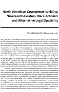 Cover page: North American Counterterritoriality: Nineteenth-Century Black Activism and Alternative Legal Spatiality