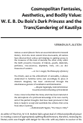 Cover page: Cosmopolitan Fantasies, Aesthetics, and Bodily Value: W. E. B. Du Bois's <em>Dark Princess</em> and the Trans/Gendering of Kautilya