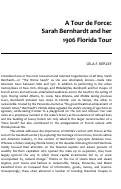 Cover page: A Tour de Force: Sarah Bernhardt and her 1906 Florida Tour