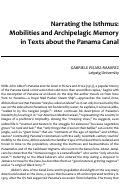 Cover page: Narrating the Isthmus: Mobilities and Archipelagic Memory in Texts about the Panama Canal