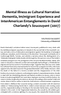 Cover page: Mental Illness as Cultural Narrative: Dementia, Im/migrant Experience and InterAmerican Entanglements in David Chariandy’s Soucouyant