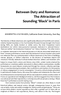 Cover page: Between Duty and Romance: The Attraction of Sounding “Black” in Paris