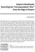Cover page: Empire’s Mastheads: Rewriting the “Correspondents’ War” from the Edge of Empire