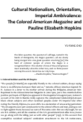 Cover page: Cultural Nationalism, Orientalism, Imperial Ambivalence: The <em>Colored American Magazine</em> and Pauline Elizabeth Hopkins