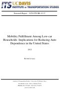 Cover page: Mobility Fulfillment Among Low-car Households: Implications for Reducing Auto Dependence in the United States