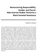 Cover page: Restructuring Respectability, Gender, and Power:  Aida Overton Walker Performs a Black Feminist Resistance