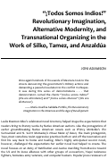Cover page: "¡Todos Somos Indios!" Revolutionary Imagination, Alternative Modernity, and Transnational Organizing in the Work of Silko, Tamez, and Anzaldúa