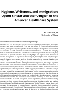 Cover page: Hygiene, Whiteness and Immigration: Upton Sinclair and the “Jungle” of the American Health Care System