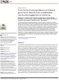 Cover page: Community recommendations on biobank governance: Results from a deliberative community engagement in California
