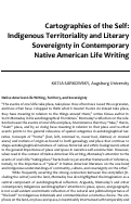 Cover page: Cartographies of the Self: Indigenous Territoriality and Literary Sovereignty in Contemporary Native American Life Writing