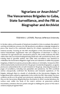 Cover page: 'Agrarians or anarchists?' The Venceremos Brigades to Cuba, State Surveillance, and the FBI as Biographer and Archivist
